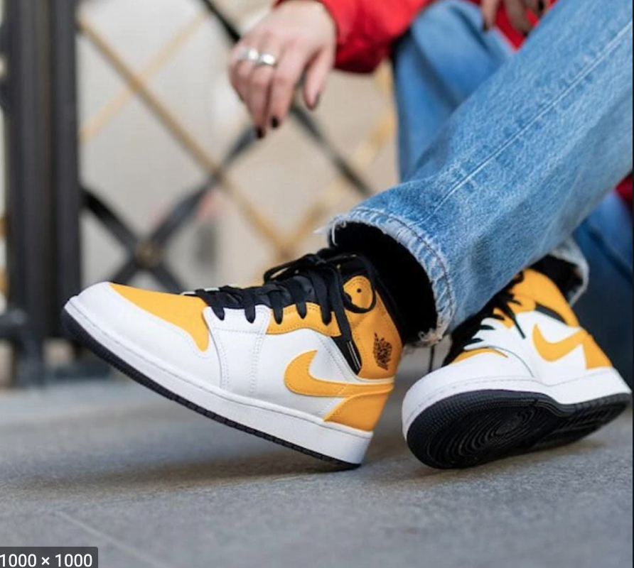 Nike Air Jordan 1 Mid University Gold White Black 554724-170 Men's \u0026 554725- 170: купить с доставкой из США, цена 20 595 руб - (402842237814)